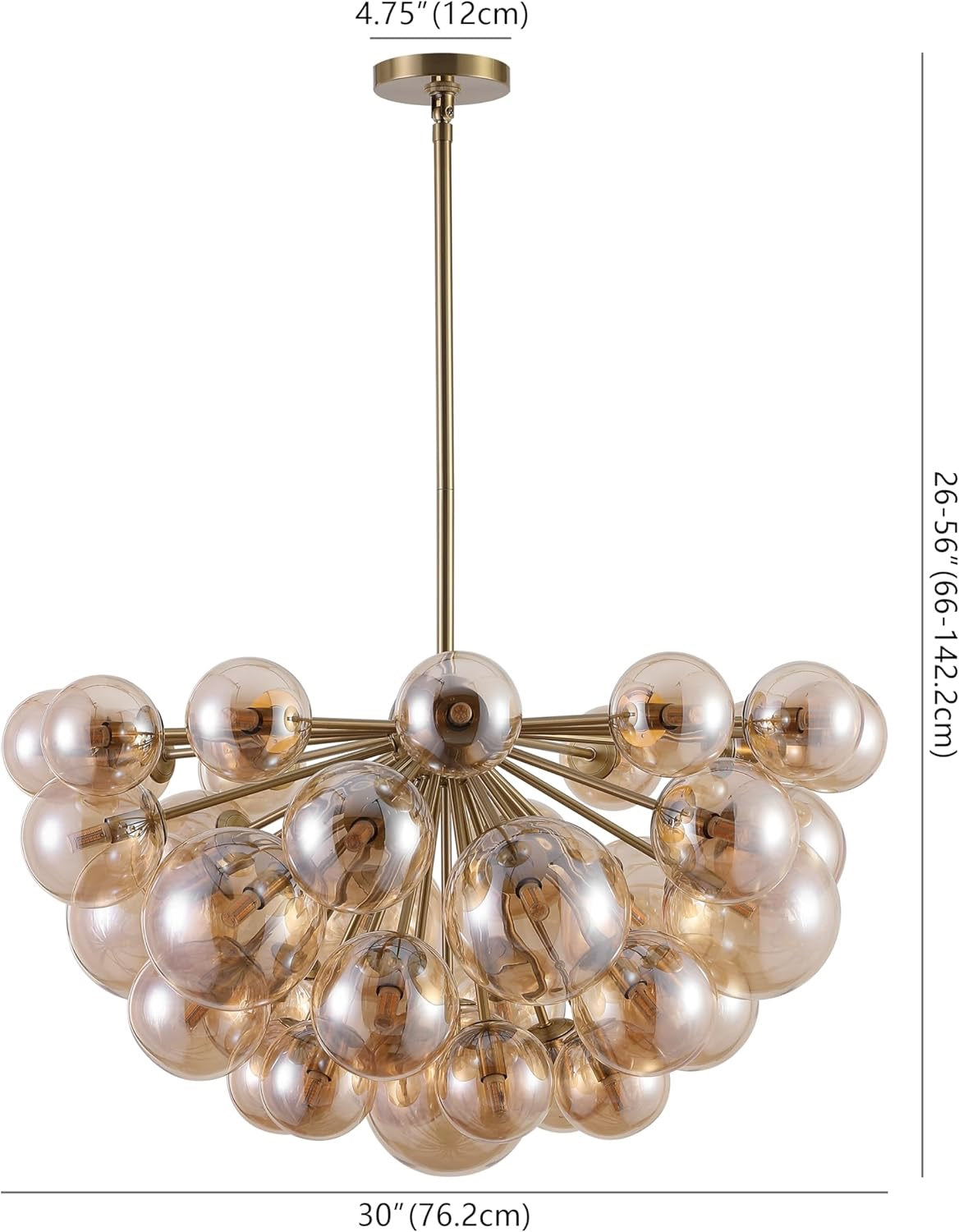Raphaela Retro Gold & White Glass Globe Chandelier | Adjustable LED Statement Lighting