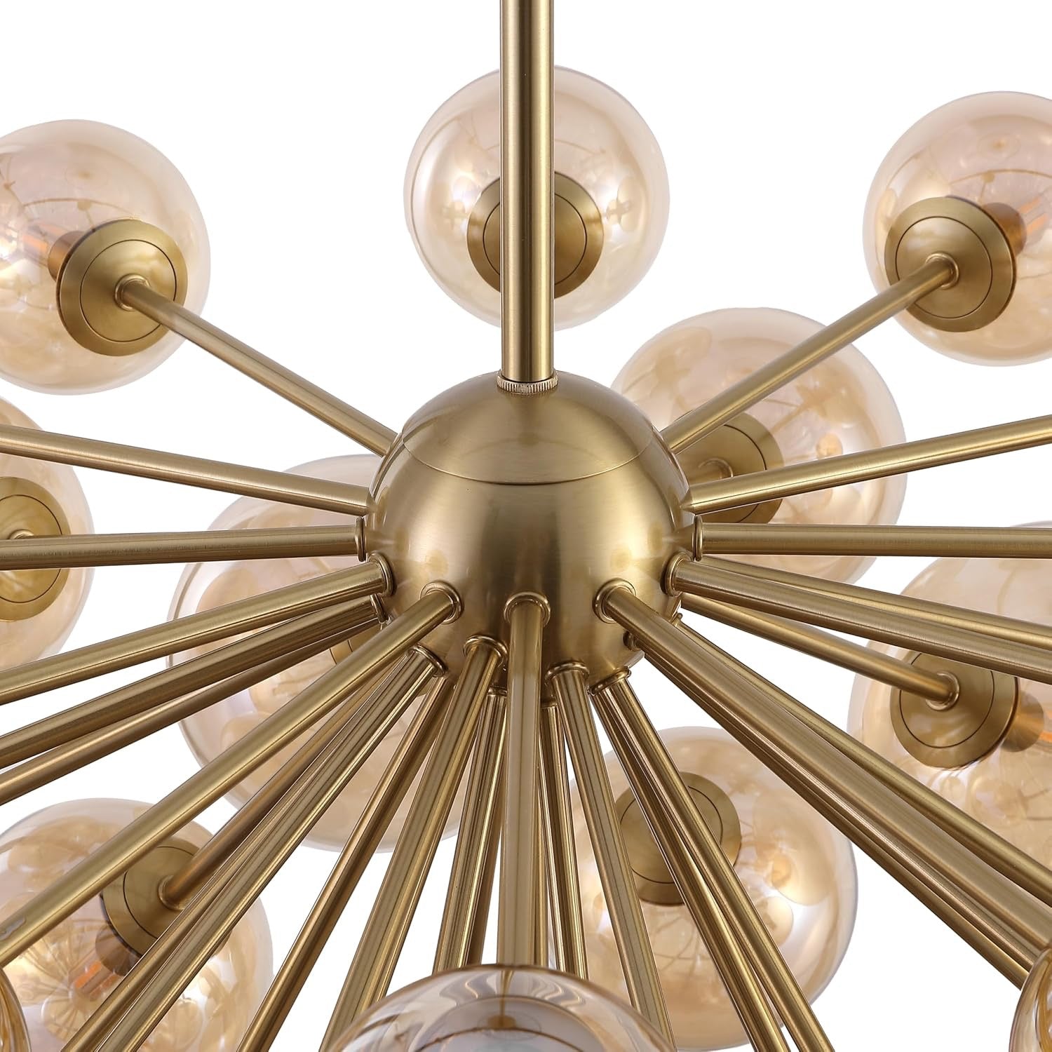 Raphaela Retro Gold & White Glass Globe Chandelier | Adjustable LED Statement Lighting