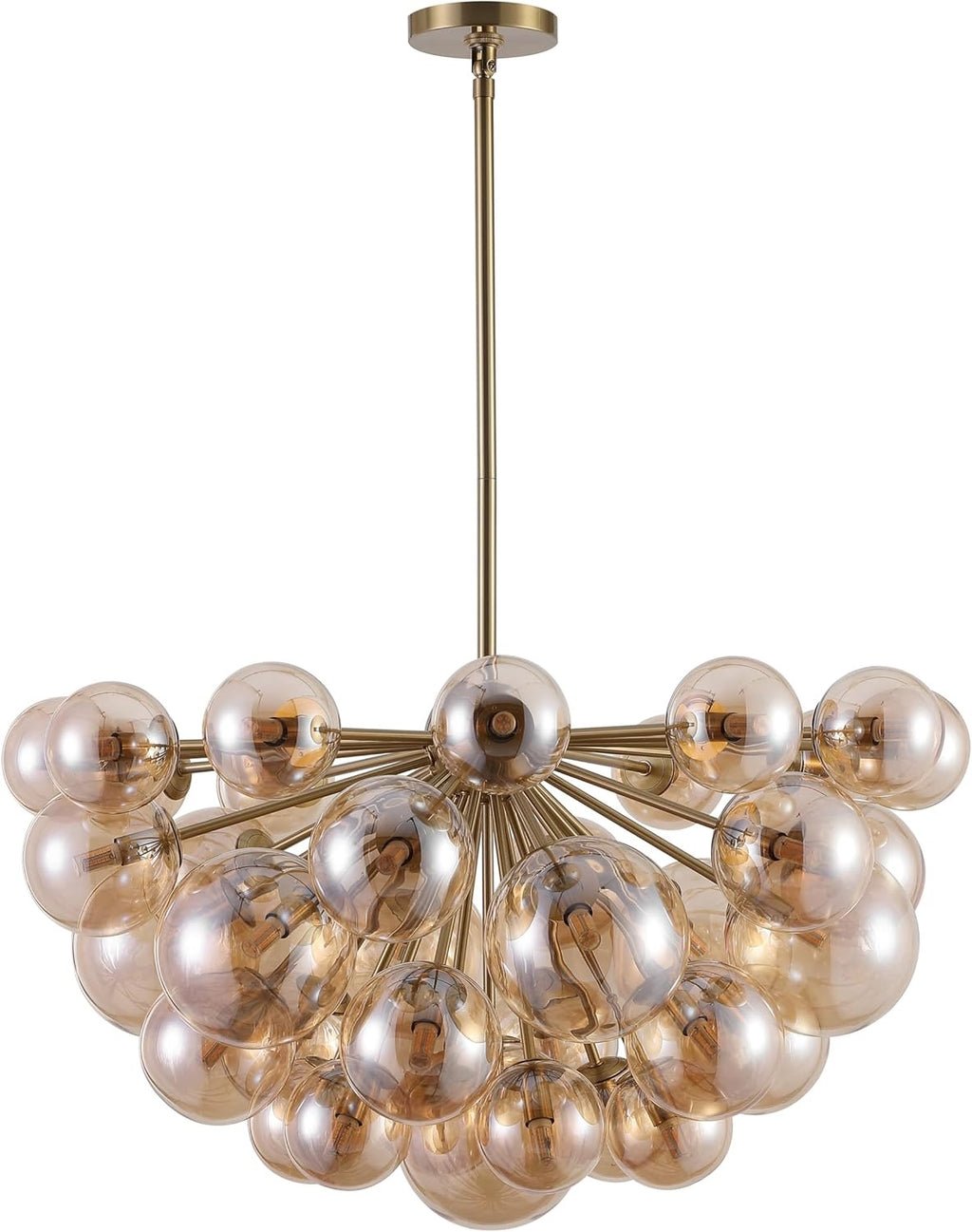 Raphaela Retro Gold & White Glass Globe Chandelier | Adjustable LED Statement Lighting