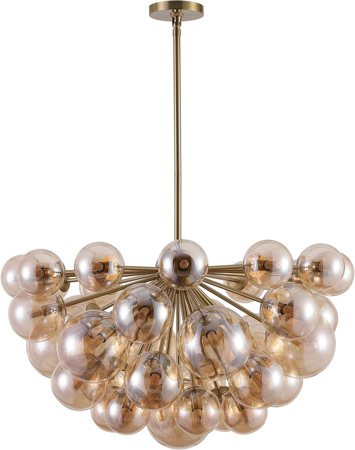 Raphaela Retro Gold & White Glass Globe Chandelier | Adjustable LED Statement Lighting