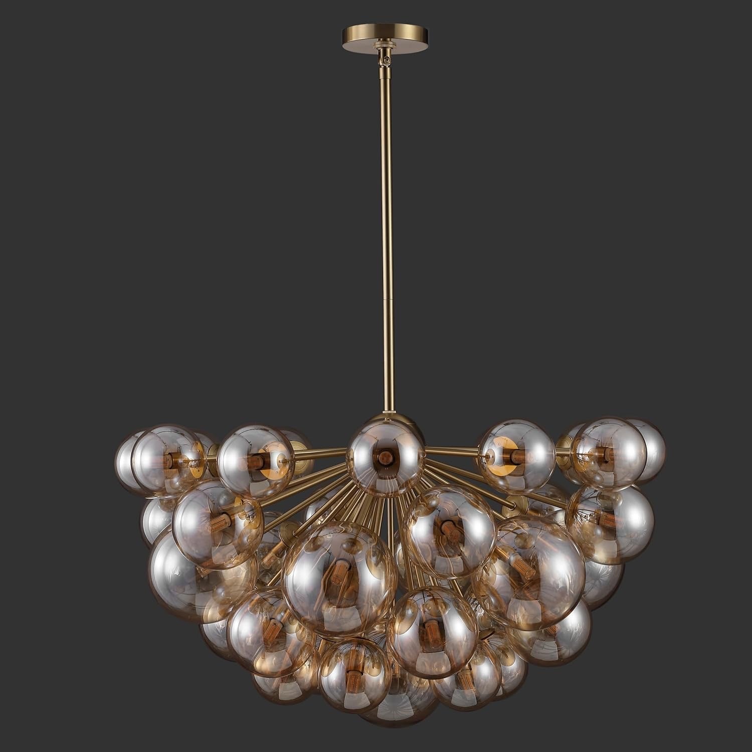 Raphaela Retro Gold & White Glass Globe Chandelier | Adjustable LED Statement Lighting