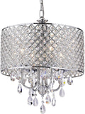 Marya 4-Light Chrome Crystal Drum Chandelier | Beaded Ceiling Fixture