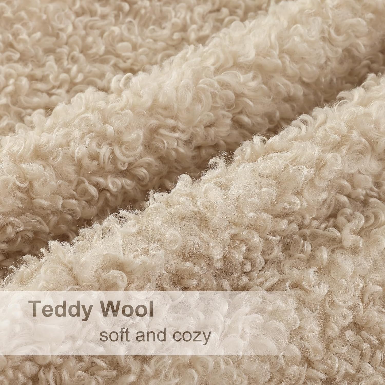 DecorUhome Faux Fur Sherpa Pillow Covers Set of 2 | 18x18 Neutral Oatmeal Decorative Cushion Covers