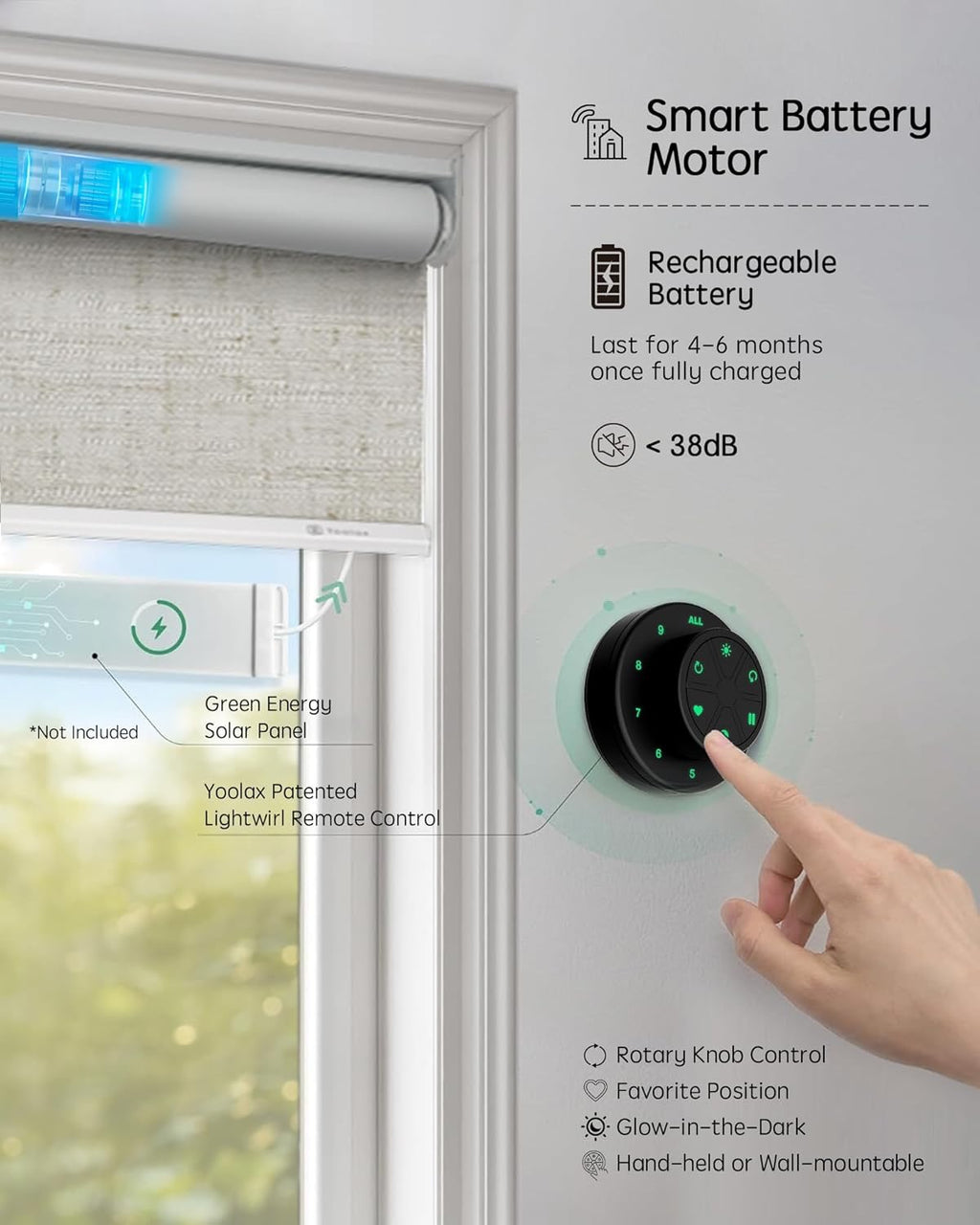 Yoolax Motorized Blackout Smart Blinds – Alexa, Google & Apple Home Compatible Roller Shades