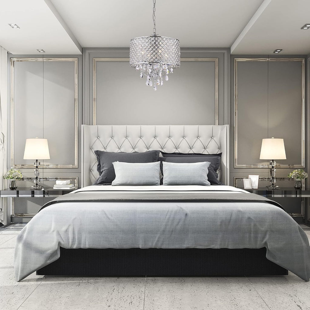 Marya 4-Light Chrome Crystal Drum Chandelier | Beaded Ceiling Fixture