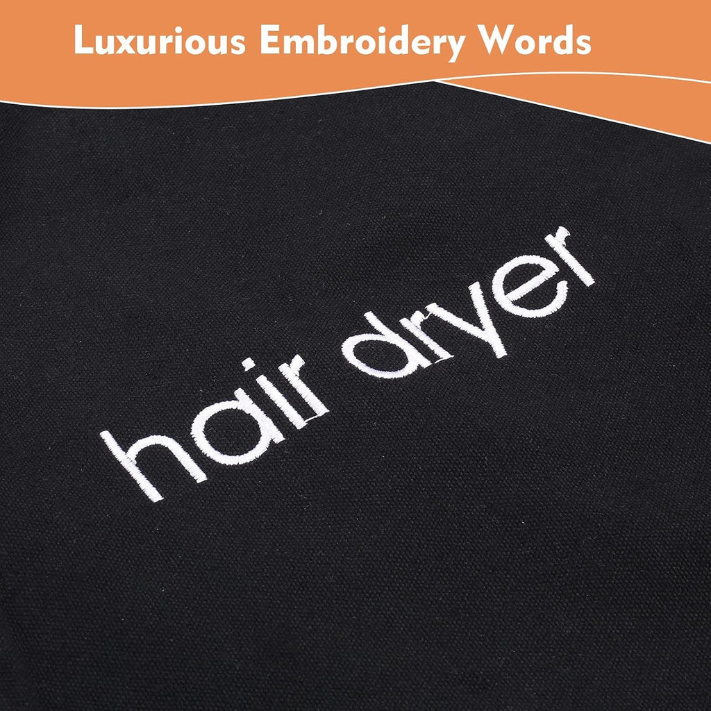 Hair Dryer Bags Drawstring 3-Pack | Black Travel & Bathroom Organizer Pouches