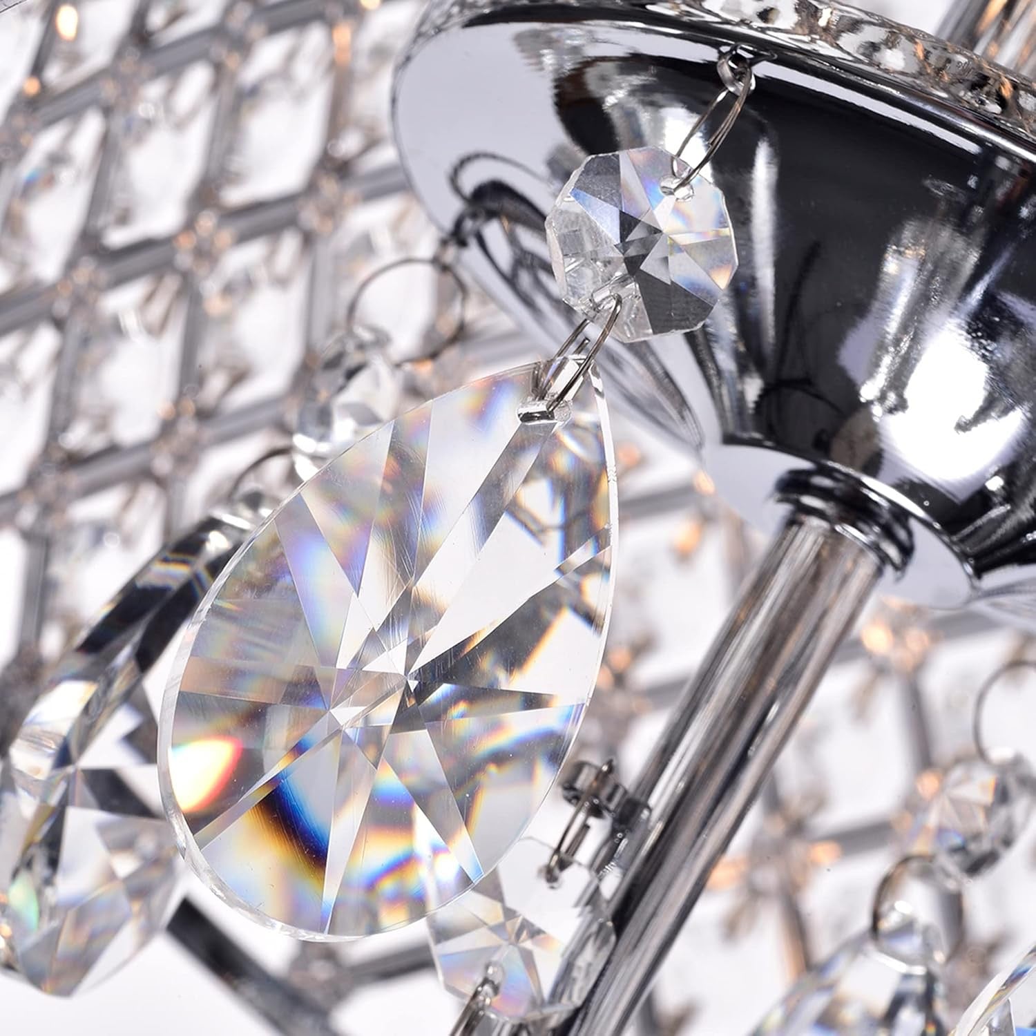 Marya 4-Light Chrome Crystal Drum Chandelier | Beaded Ceiling Fixture