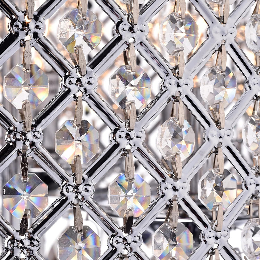 Marya 4-Light Chrome Crystal Drum Chandelier | Beaded Ceiling Fixture