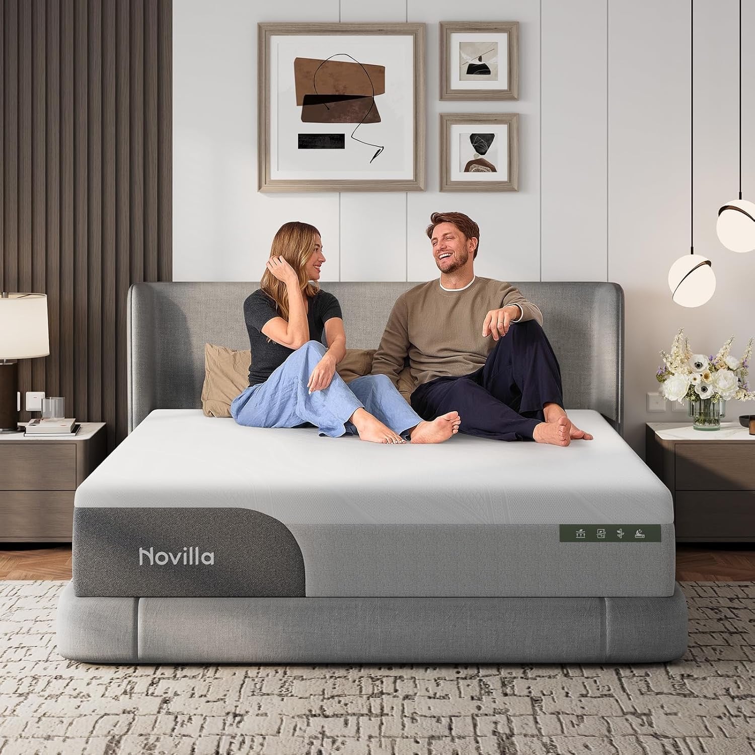 Novilla 14” King Mattress | Gel-Infused Cooling Memory Foam | Medium-Firm Support & Pressure Relief