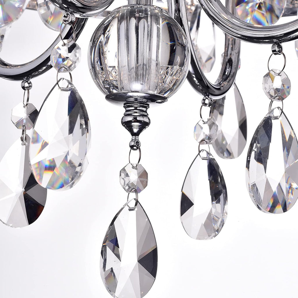 Marya 4-Light Chrome Crystal Drum Chandelier | Beaded Ceiling Fixture