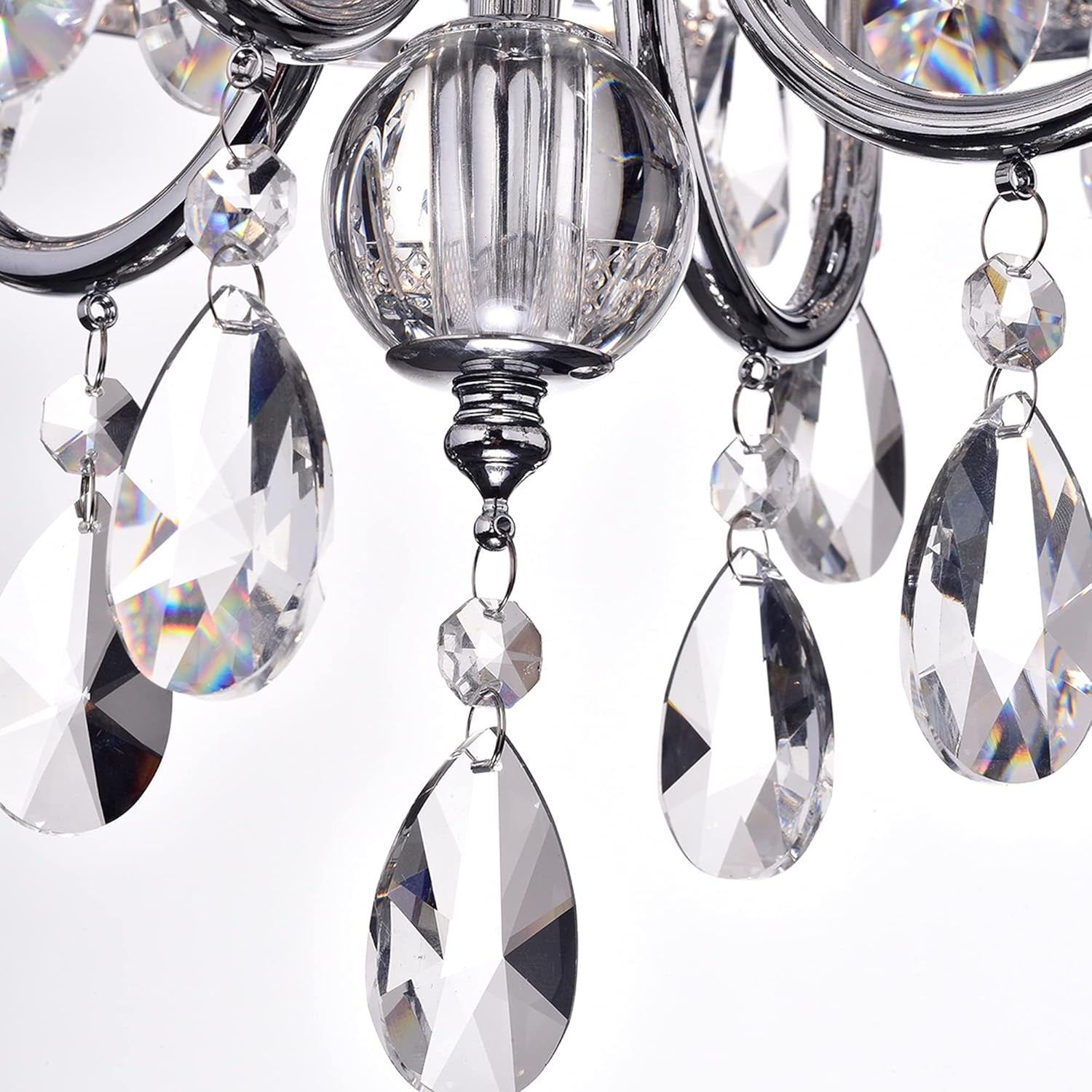 Marya 4-Light Chrome Crystal Drum Chandelier | Beaded Ceiling Fixture