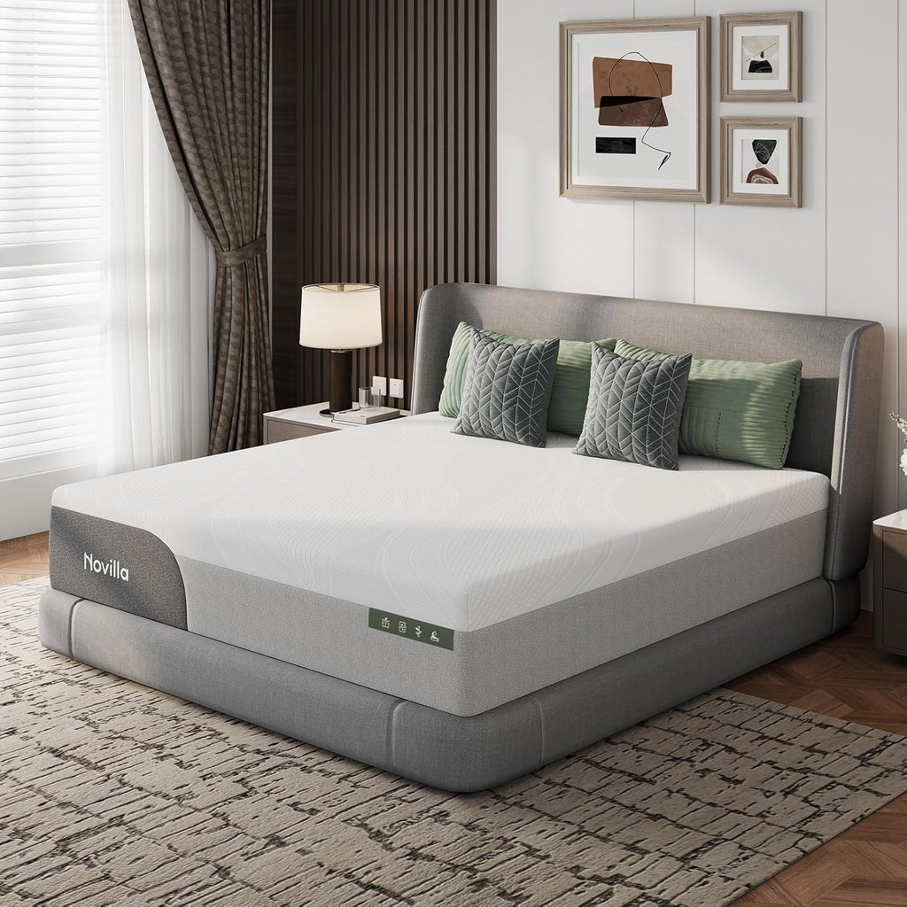 Novilla 14” King Mattress | Gel-Infused Cooling Memory Foam | Medium-Firm Support & Pressure Relief