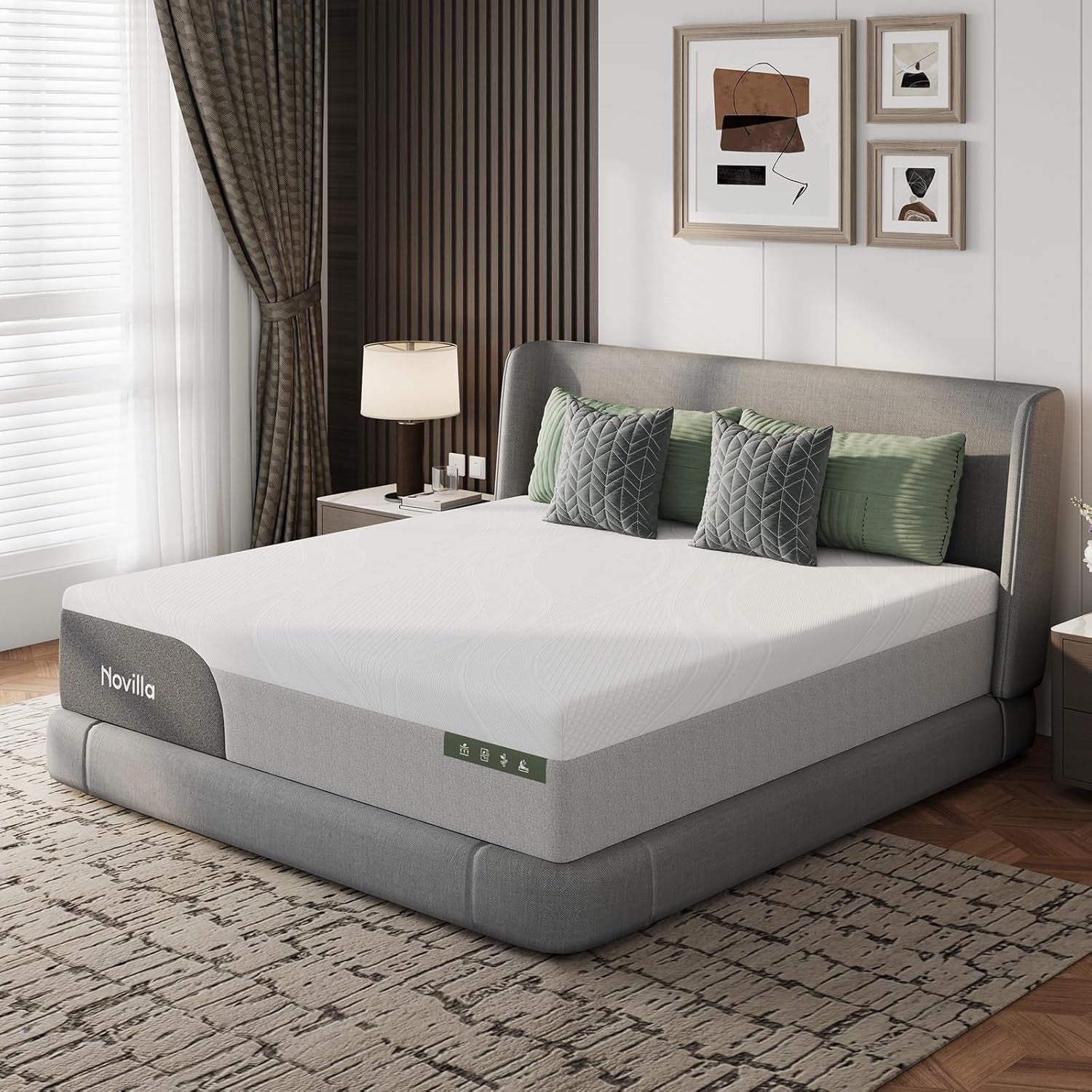 Novilla 14” King Mattress | Gel-Infused Cooling Memory Foam | Medium-Firm Support & Pressure Relief