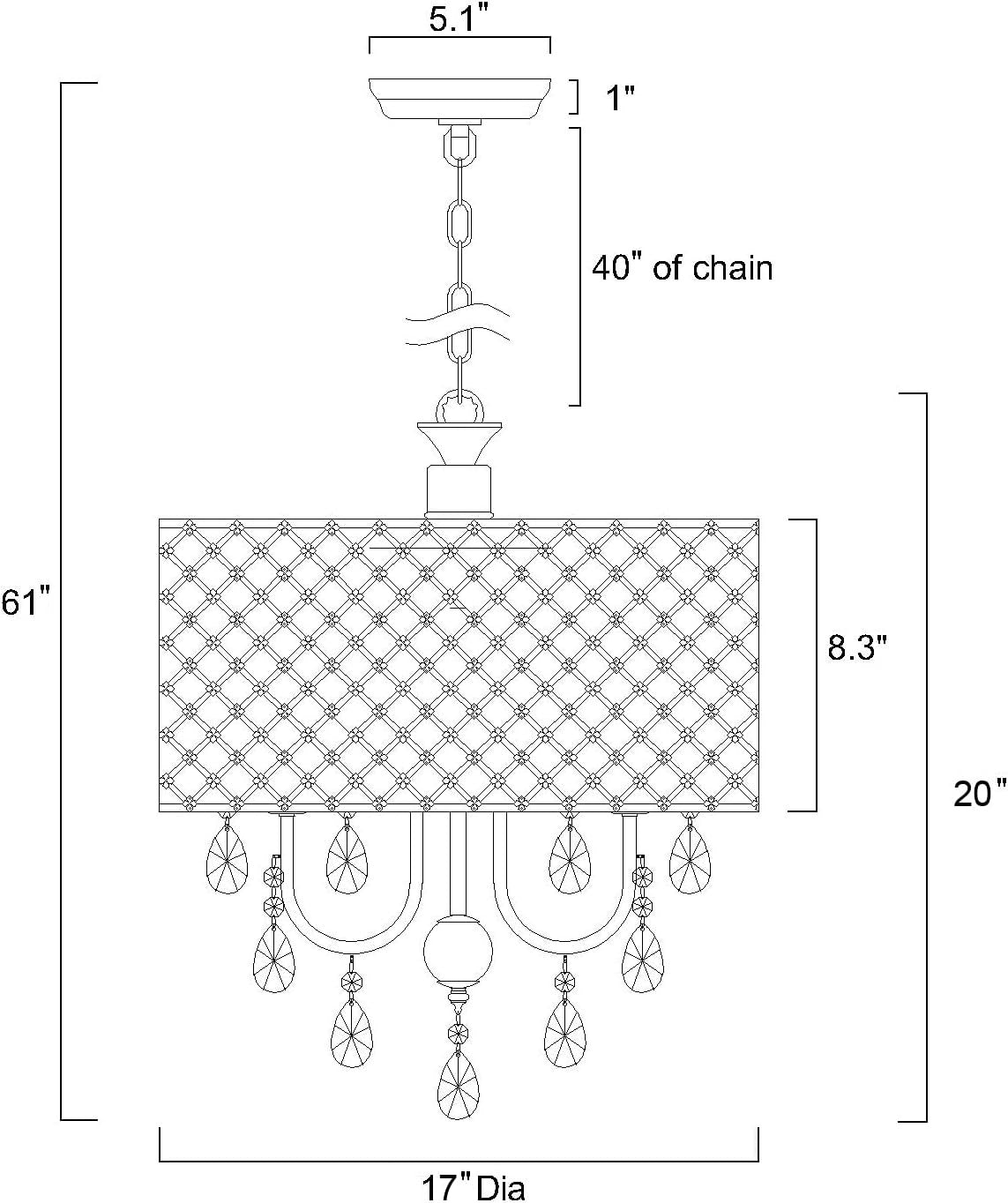 Marya 4-Light Chrome Crystal Drum Chandelier | Beaded Ceiling Fixture