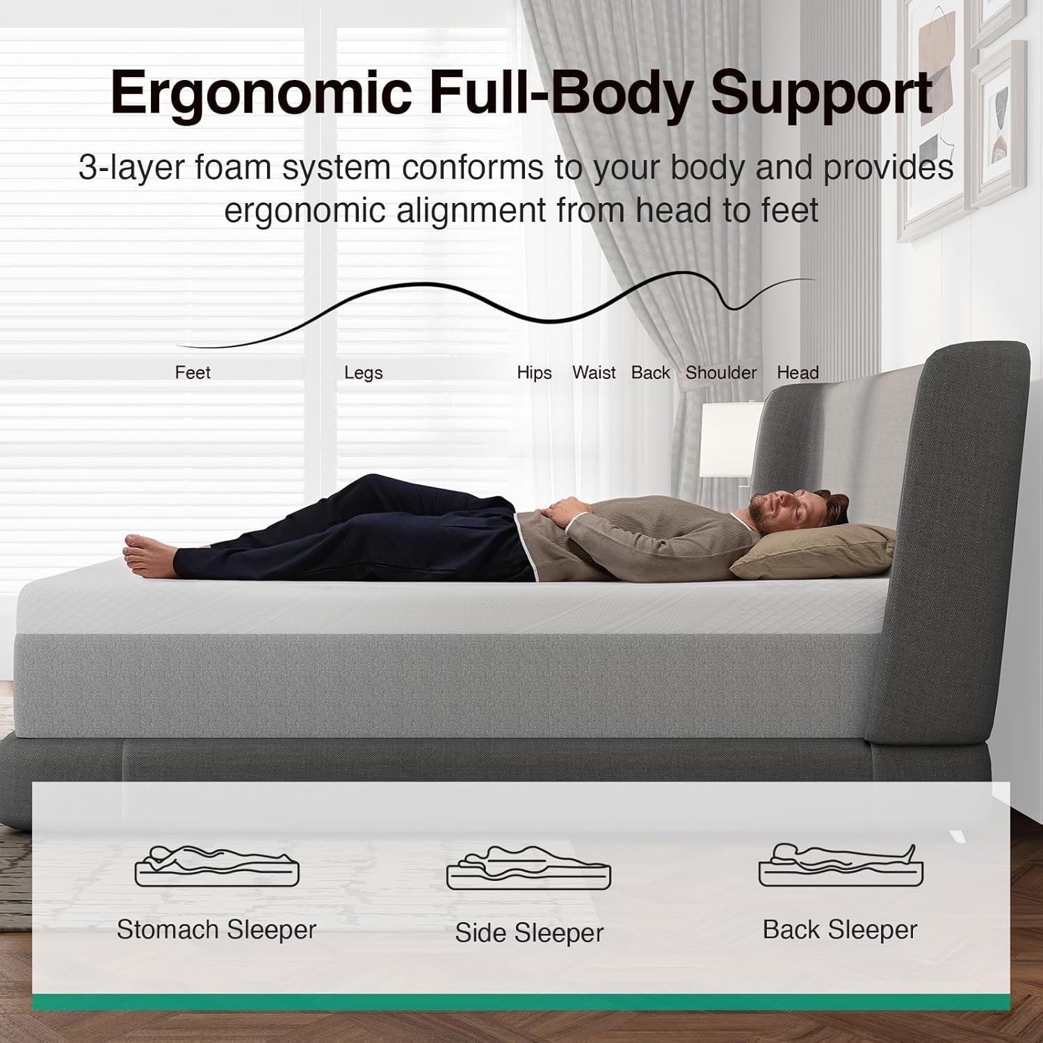 Novilla 14” King Mattress | Gel-Infused Cooling Memory Foam | Medium-Firm Support & Pressure Relief