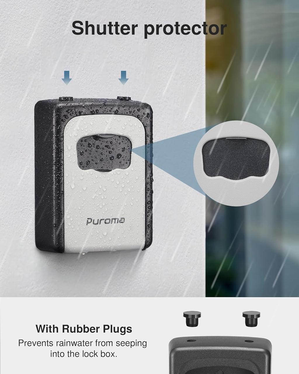 Puroma Large Key Lock Box Resettable Combination | Portable Wall Mount Outdoor Key Safe Security Box Gray
