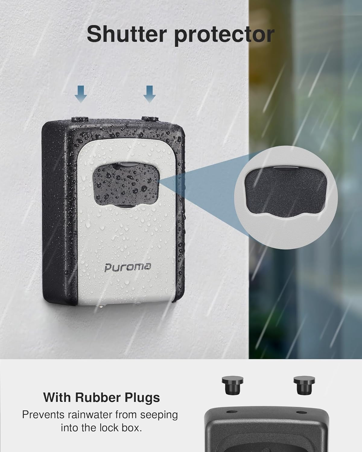 Puroma Large Key Lock Box Resettable Combination | Portable Wall Mount Outdoor Key Safe Security Box Gray