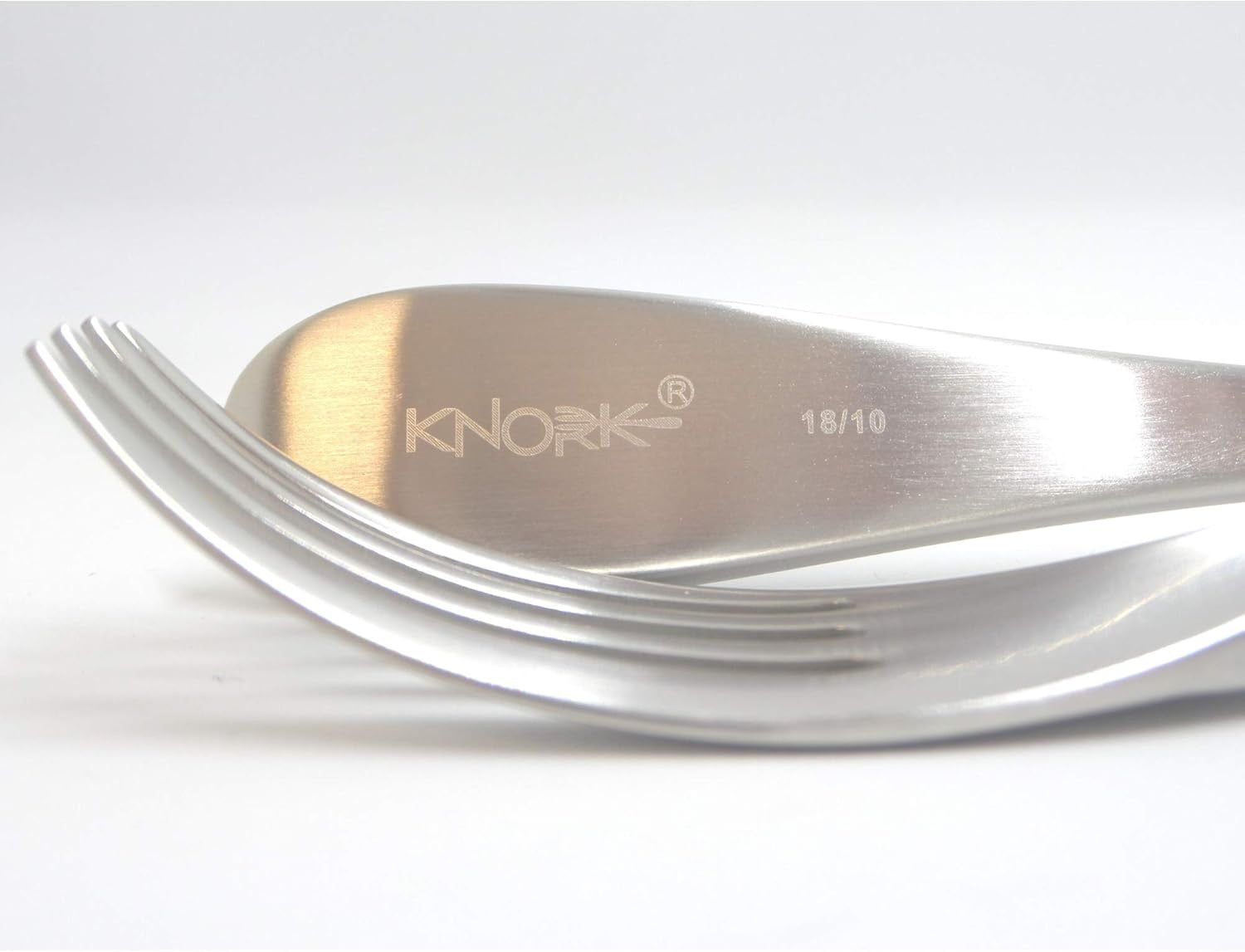 Knork Original Cutlery Flatware Set | 20-Piece 18/10 Stainless Steel Gloss Silver Utensils (Ergonomic Modern Silverware Set)