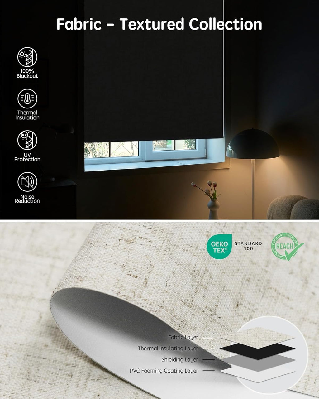 Yoolax Motorized Blackout Smart Blinds – Alexa, Google & Apple Home Compatible Roller Shades