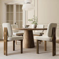 CIMOTA Modern Boucle Dining Chairs Set of 4 | Beige Upholstered Armless Chairs with Curved Back & Walnut Wood Legs