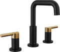 Delta Nicoli 8" Widespread Bathroom Faucet | Matte Black & Champagne Bronze Finish