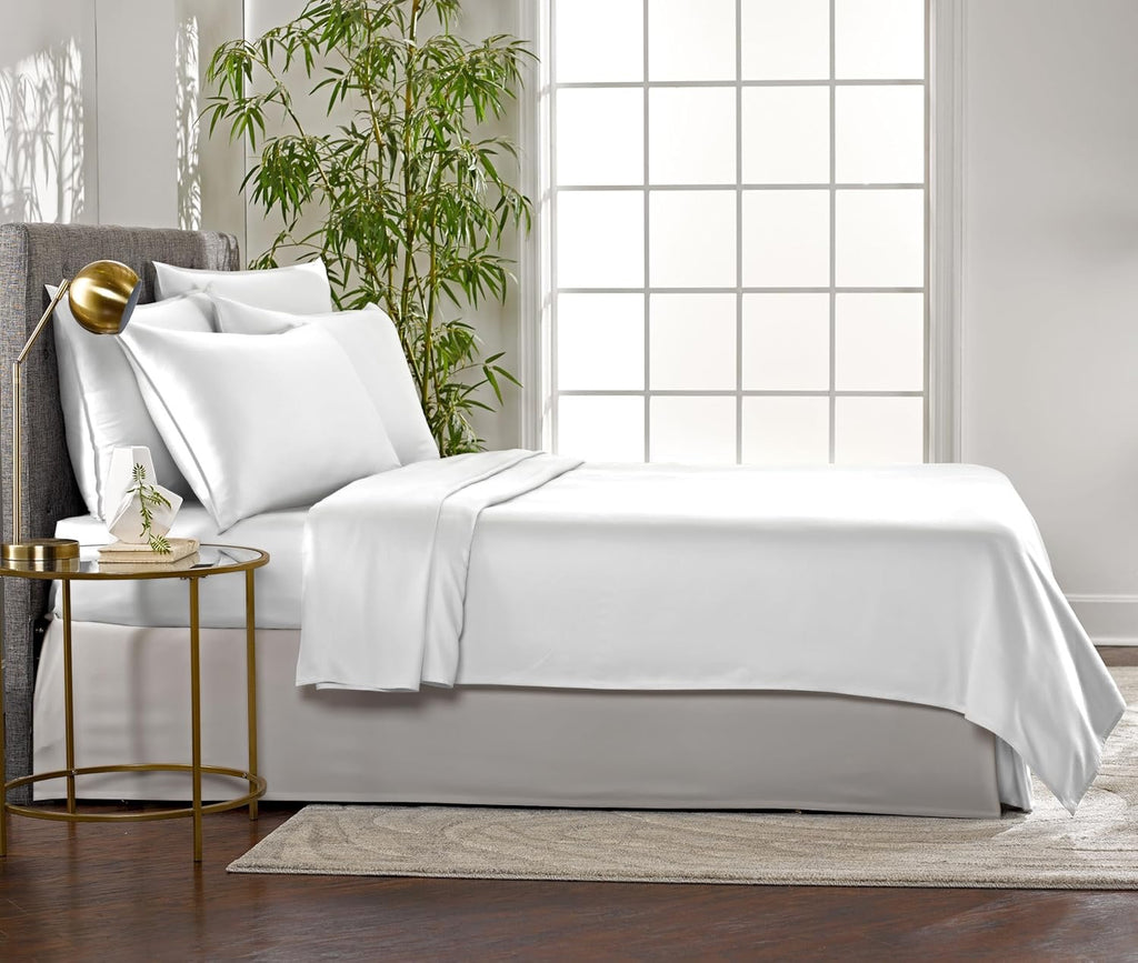 Pure Bamboo King Sheet Set White | 100% Organic Bamboo Viscose Cooling Sheets | Ultra Soft Hotel Luxury Bedding
