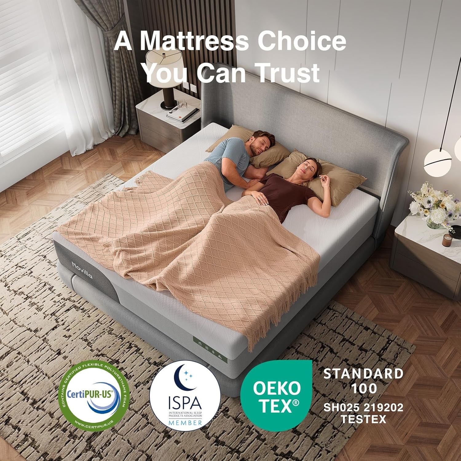 Novilla 14” King Mattress | Gel-Infused Cooling Memory Foam | Medium-Firm Support & Pressure Relief