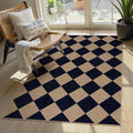 Lahome Colette Checkered Easy Jute Entry Rug 3x5 | Black Farmhouse Indoor/Outdoor Washable Rug