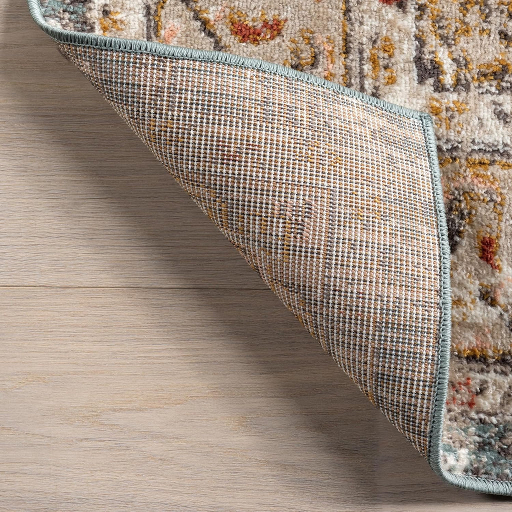 nuLOOM Justine Vintage Oriental Area Rug | Beige Performance Rug – 3' x 5'