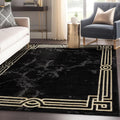 Well Woven Lezlee Abstract Marble Border Area Rug | Black & Gold 9'3" x 12'6"