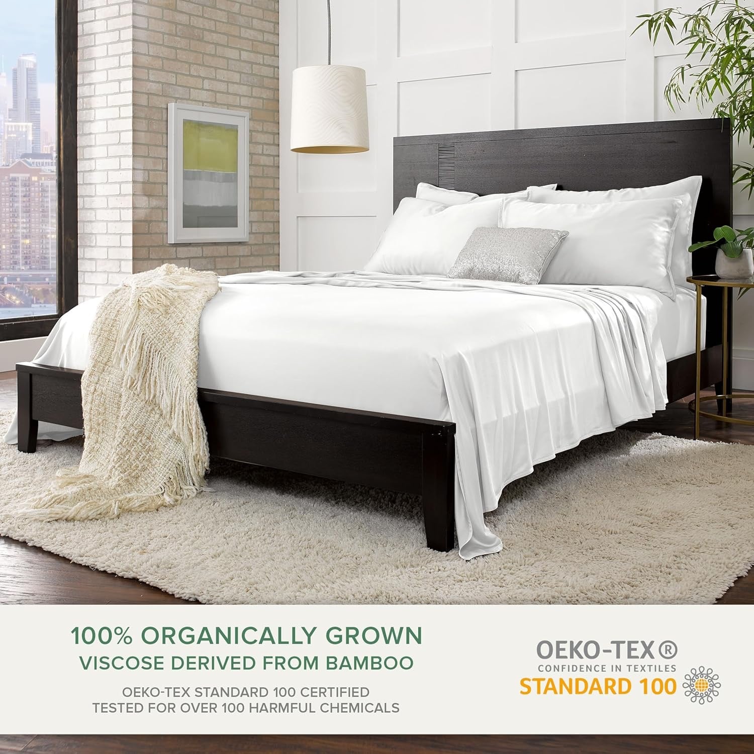 Pure Bamboo King Sheet Set White | 100% Organic Bamboo Viscose Cooling Sheets | Ultra Soft Hotel Luxury Bedding
