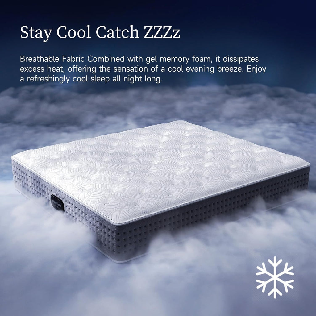 12” Full Hybrid Mattress | Medium-Firm Memory Foam & Pocket Coil Support | Cooling Comfort & Pressure Relief