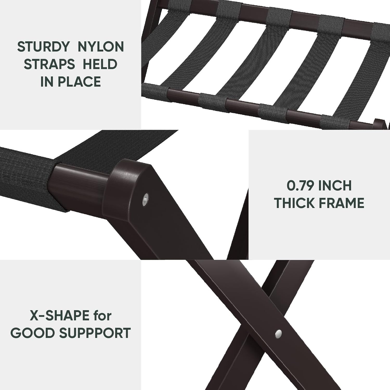 2-Pack Bamboo Folding Luggage Rack with Storage Shelf | Heavy-Duty 131 lb Capacity Suitcase Stand (Hotel-Style Guest Room Essential)