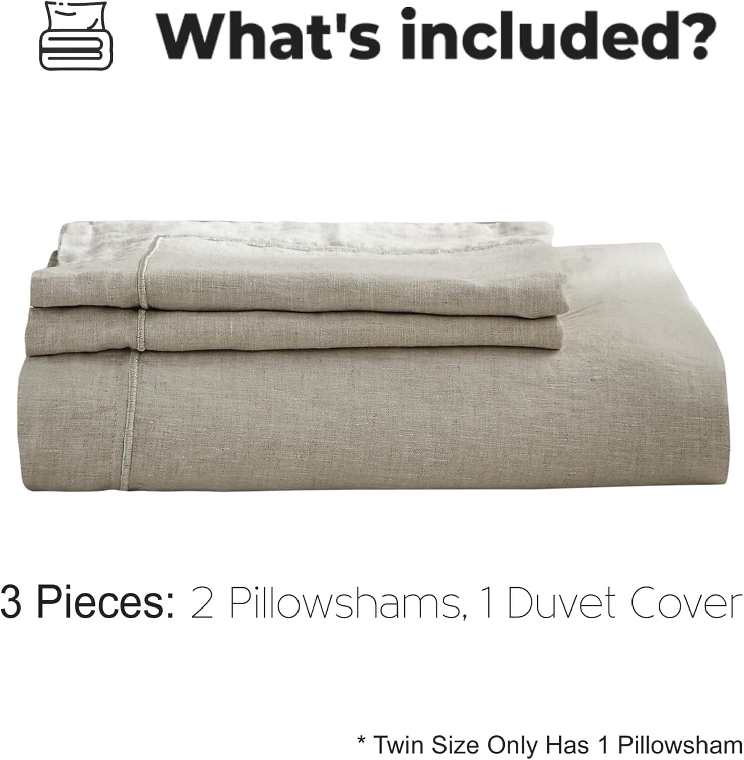 Simple&Opulence Washed Linen Duvet Cover Set | Natural Linen King 3-Piece Embroidered Bedding