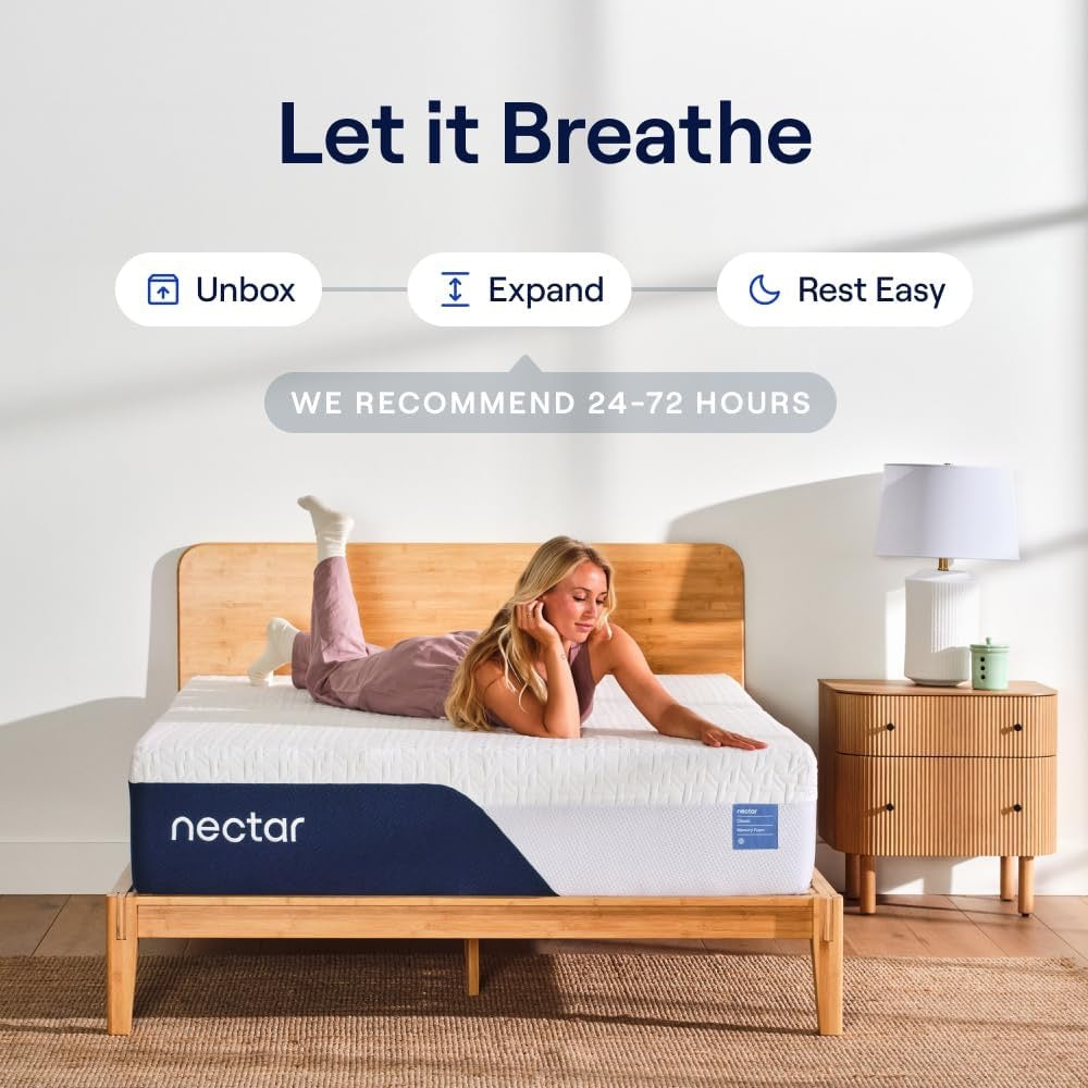 Nectar Classic 12” Queen Mattress | Medium Firm Memory Foam | Cooling Comfort & Back Pain Relief