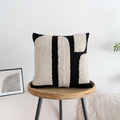 Black & Cream Boho Tufted Pillow Cover | Geometric Woven Decorative Throw Pillow – 18x18