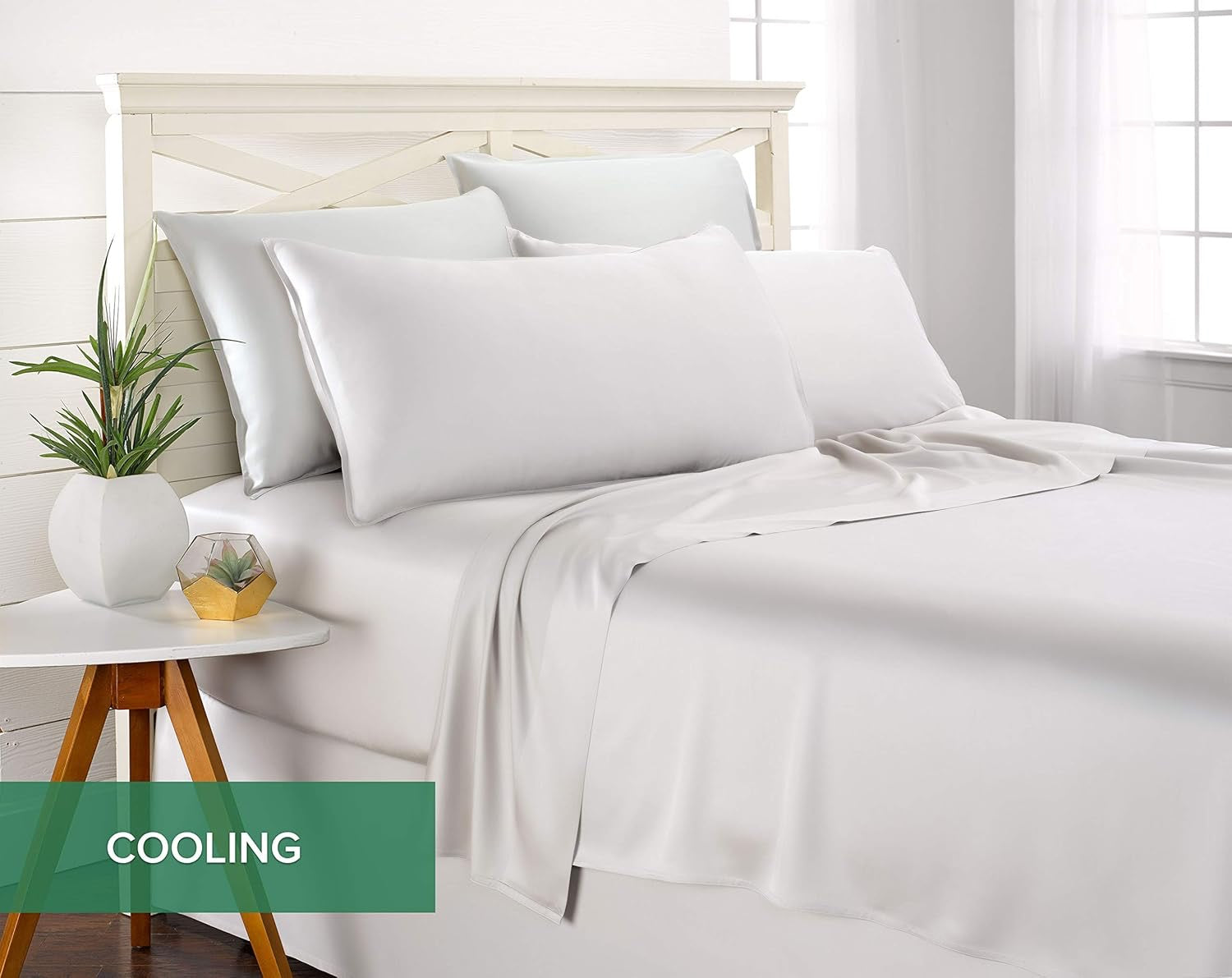 Pure Bamboo King Sheet Set White | 100% Organic Bamboo Viscose Cooling Sheets | Ultra Soft Hotel Luxury Bedding