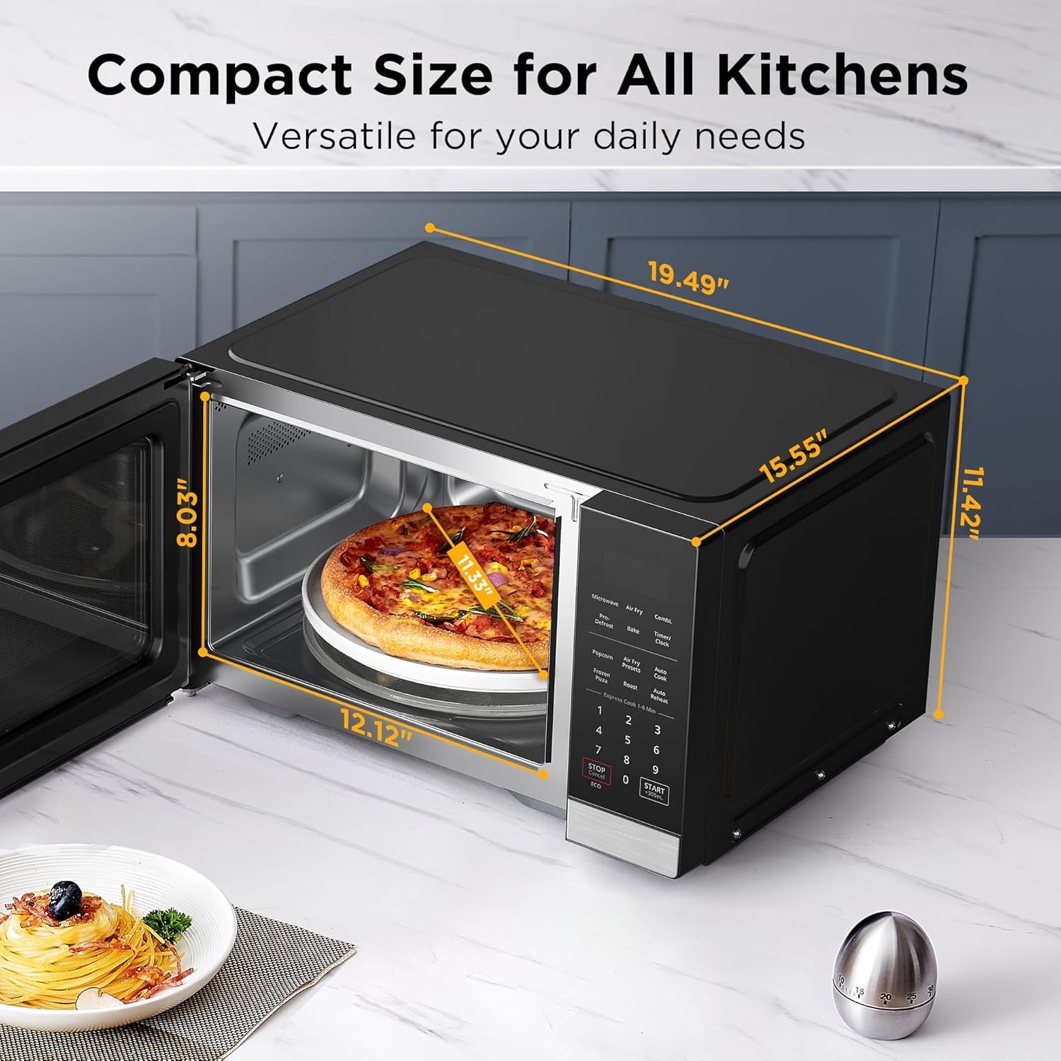 BLACK+DECKER 5-in-1 Countertop Microwave Oven | Air Fry, Convection, Bake & Roast (Stainless Steel)