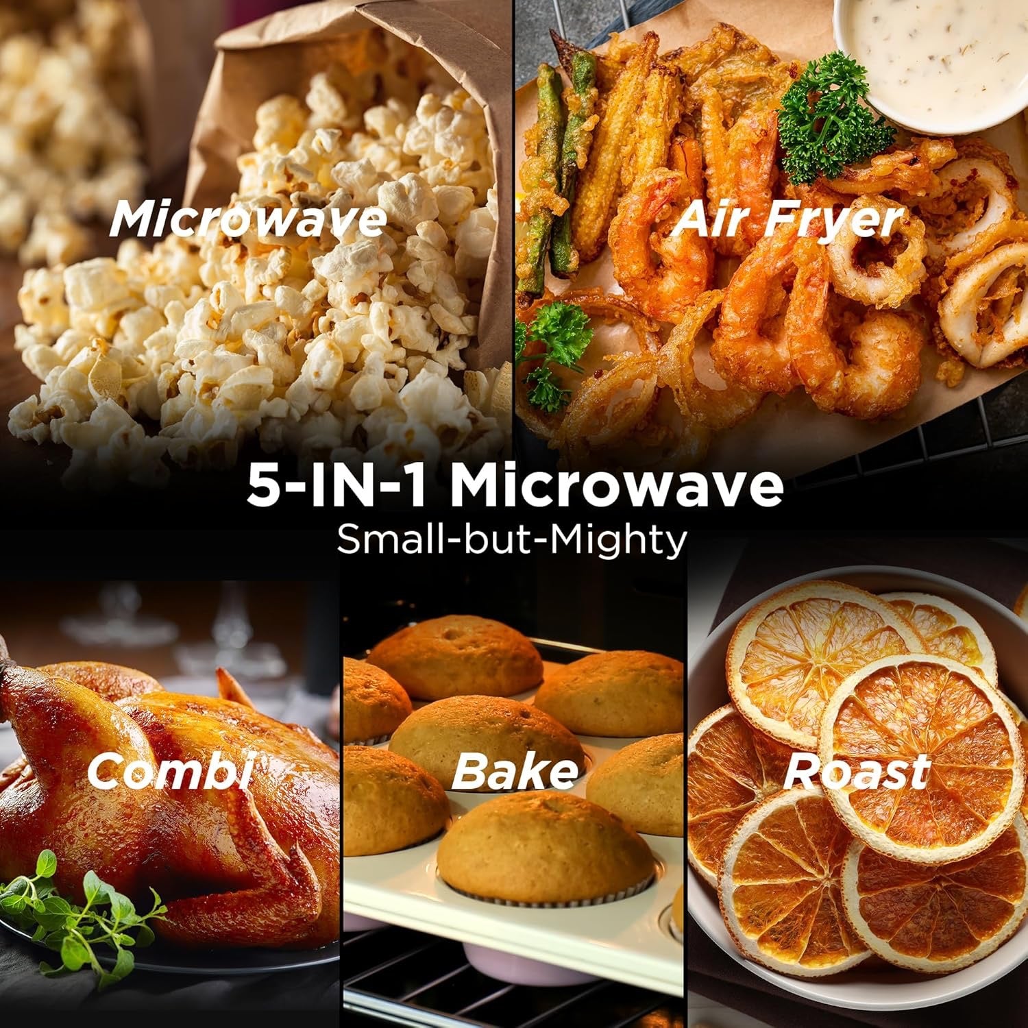BLACK+DECKER 5-in-1 Countertop Microwave Oven | Air Fry, Convection, Bake & Roast (Stainless Steel)