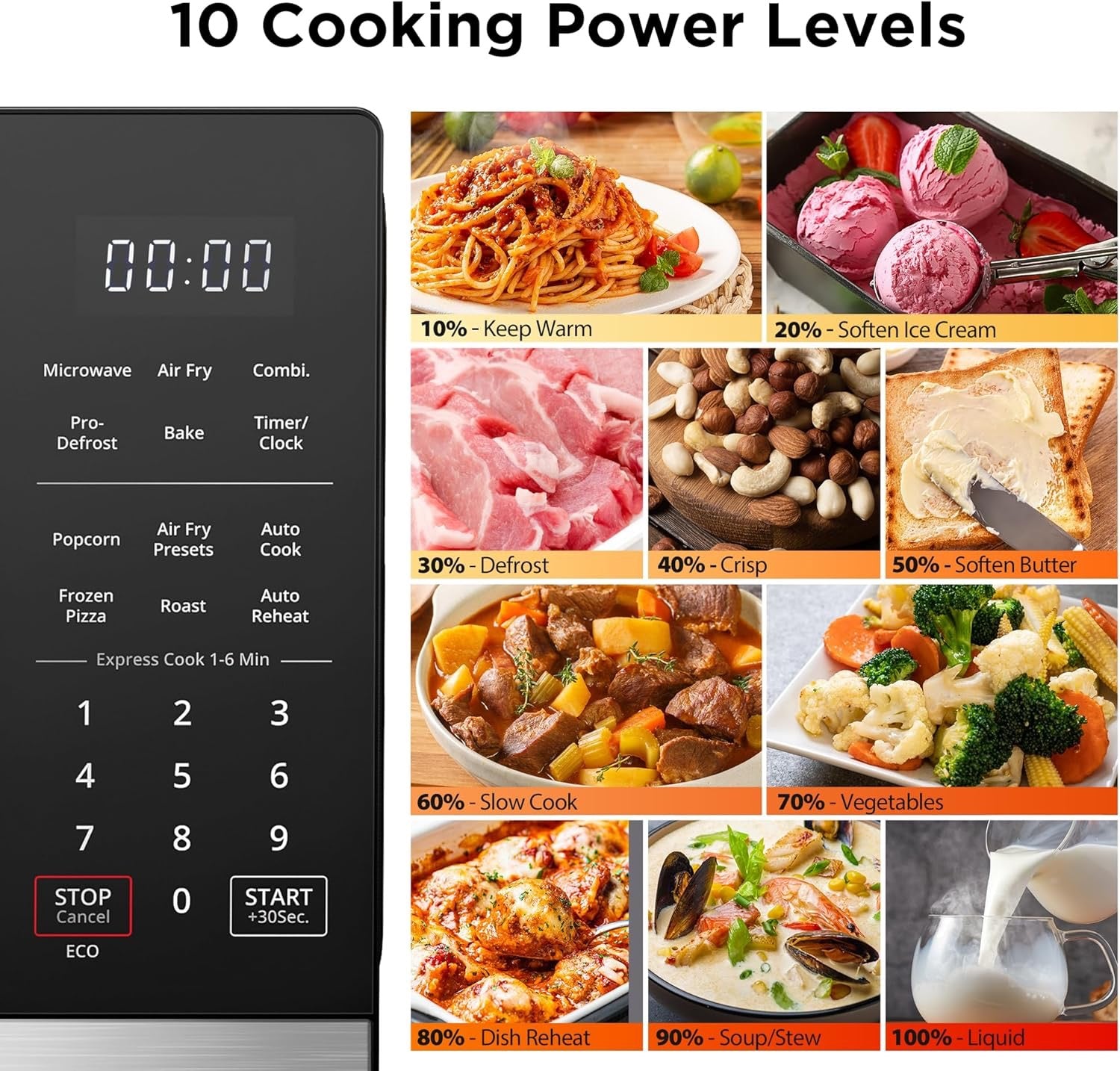 BLACK+DECKER 5-in-1 Countertop Microwave Oven | Air Fry, Convection, Bake & Roast (Stainless Steel)
