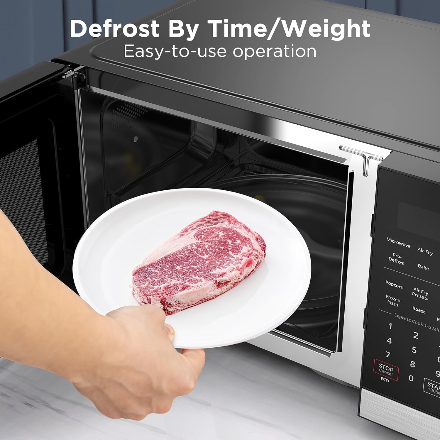 BLACK+DECKER 5-in-1 Countertop Microwave Oven | Air Fry, Convection, Bake & Roast (Stainless Steel)