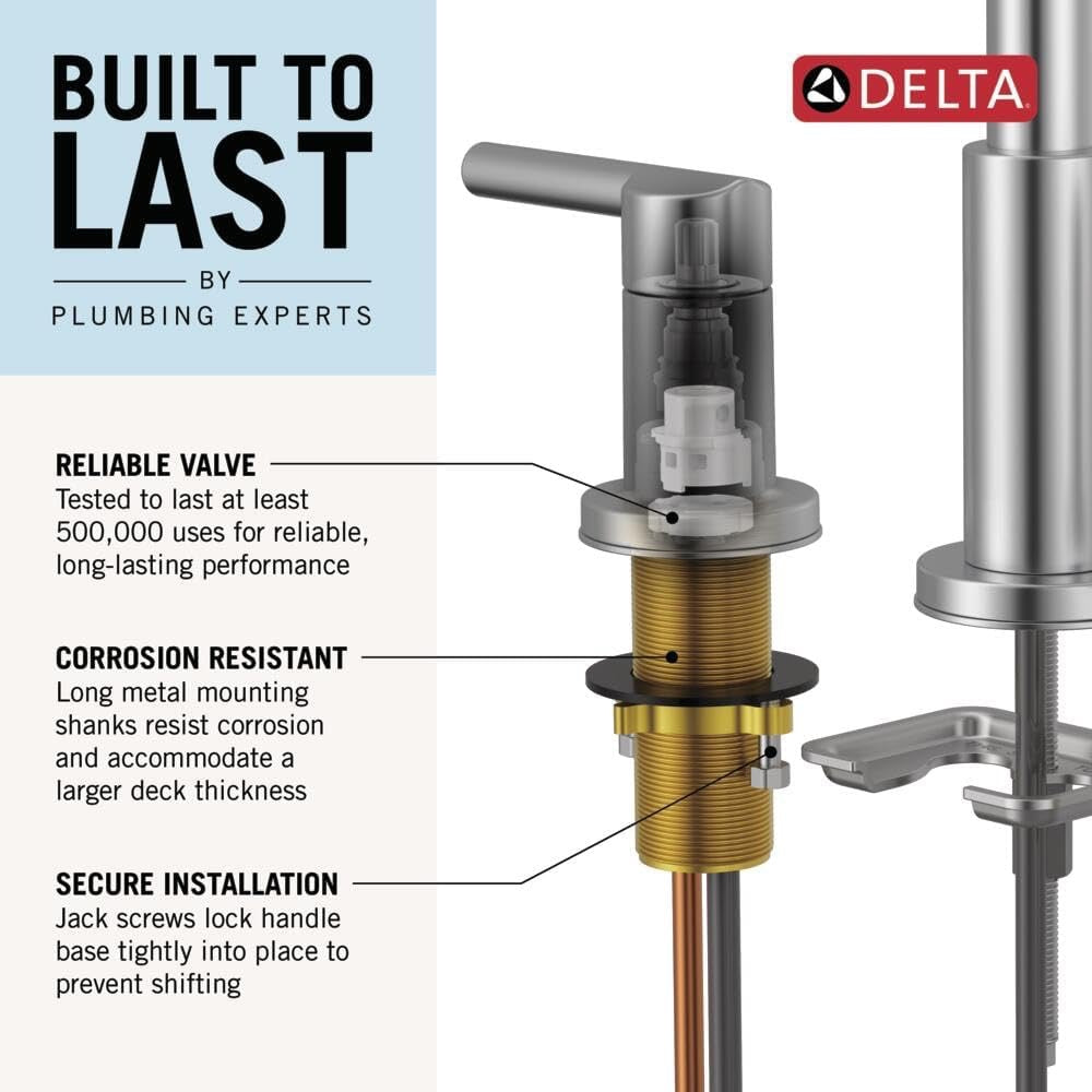 Delta Nicoli 8" Widespread Bathroom Faucet | Matte Black & Champagne Bronze Finish