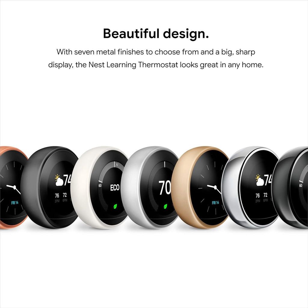 Google Nest Learning Thermostat (3rd Gen) T3016US | Smart Programmable Wi-Fi Thermostat in Black
