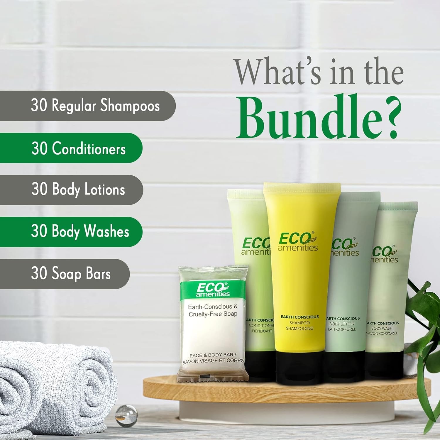 ECO Amenities Travel Toiletry Kit (150-Piece) | Hotel-Style Shampoo, Conditioner, Body Wash & Soap Set