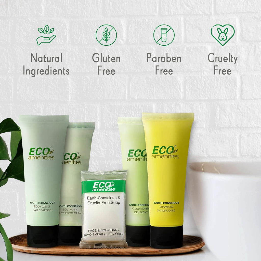 ECO Amenities Travel Toiletry Kit (150-Piece) | Hotel-Style Shampoo, Conditioner, Body Wash & Soap Set