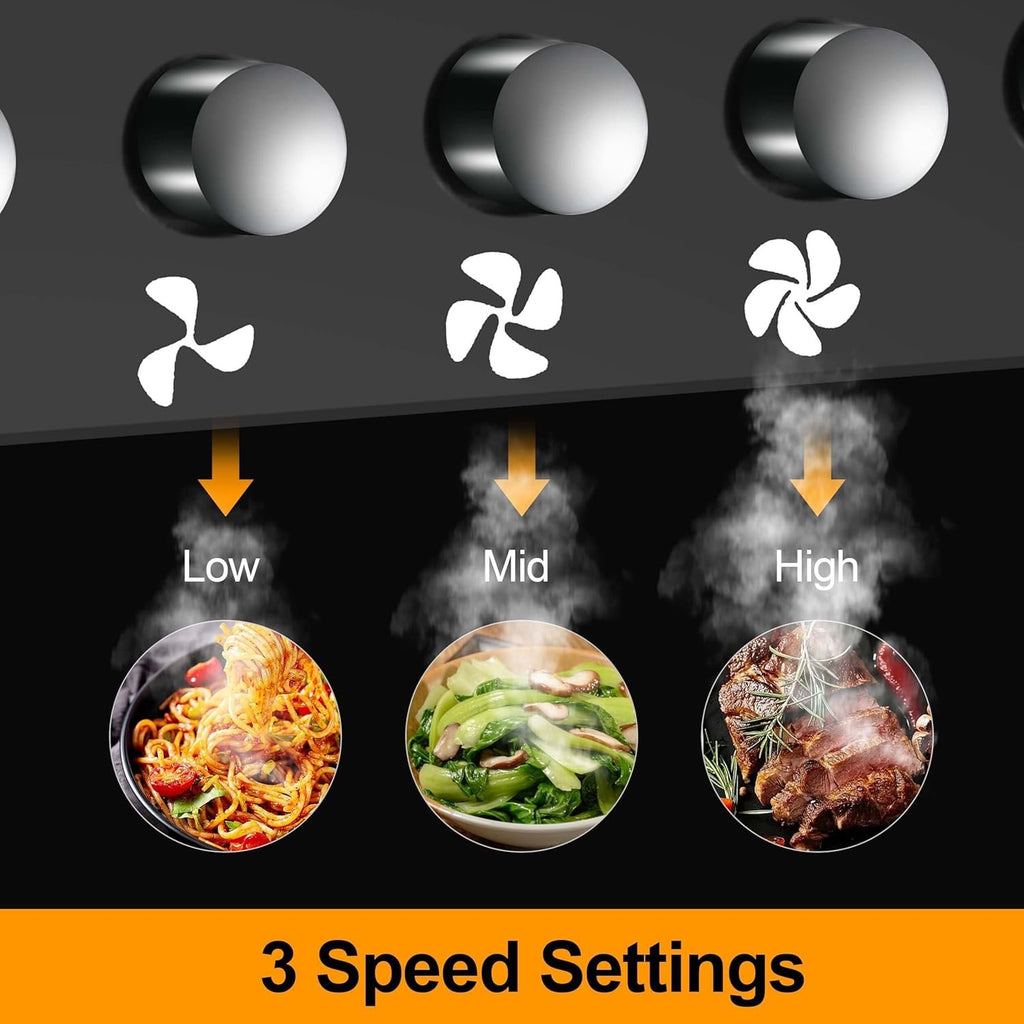 SNDOAS 30" Wall-Mount Range Hood | Matte Black Stainless Steel Kitchen Vent with LED Lighting