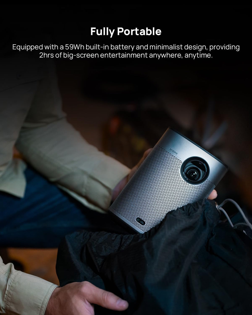 XGIMI Halo+ 1080P Portable Projector | 700 ISO Lumens Smart Projector with Harman Kardon Speakers