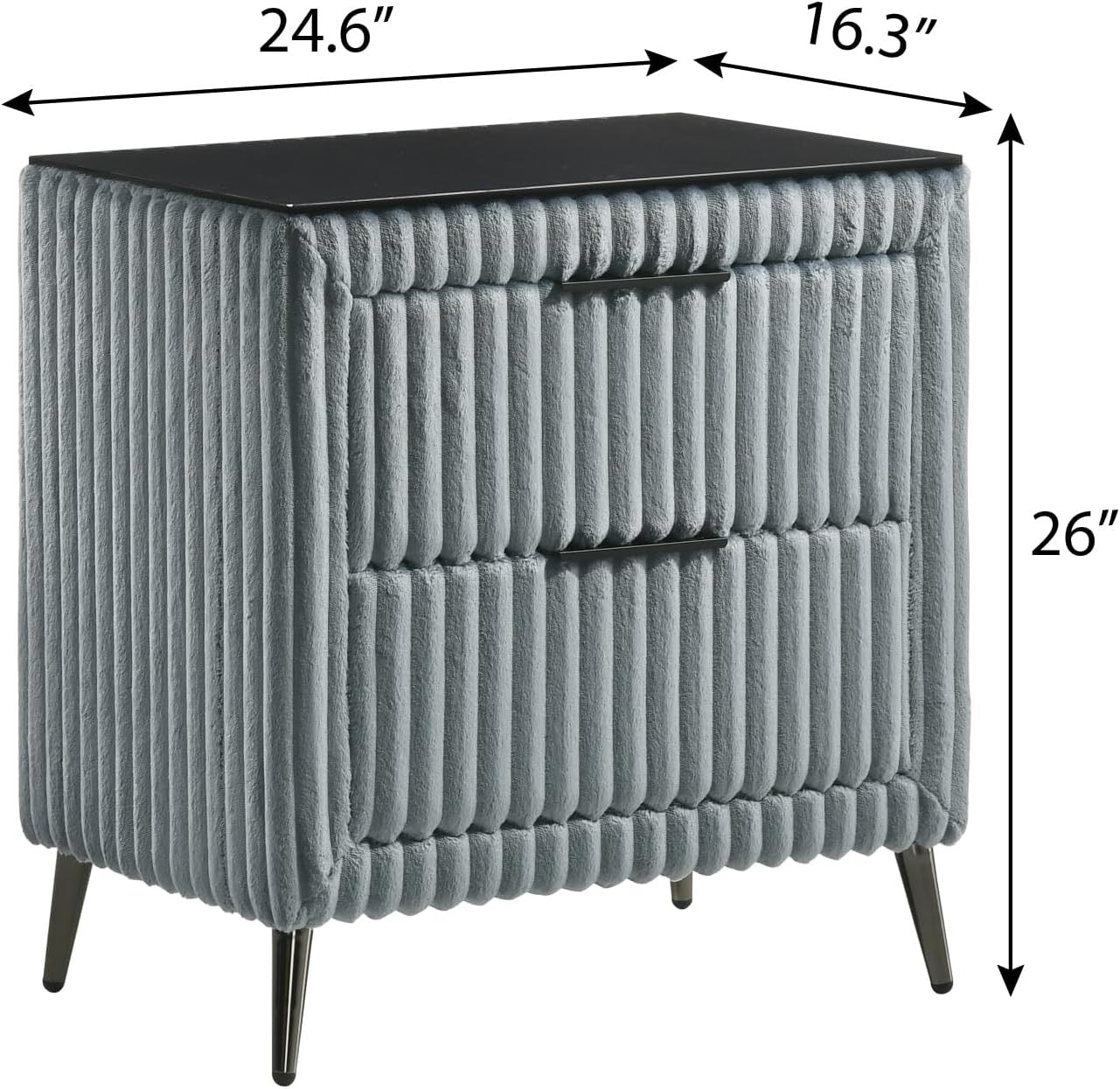Blue Corduroy King Bed Set with Nightstands & Bench | Upholstered Panel Bed Bedroom Set