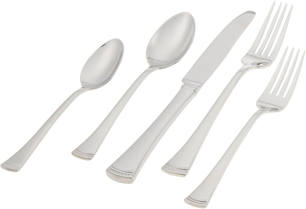 Lenox Portola 65-Piece Flatware Set | 18/10 Stainless Steel Silverware Set for 12 with Serving Utensils (Classic Elegant Cutlery Set)