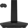 Magicplux 30" Wall-Mount Range Hood | 380 CFM Black Kitchen Vent with LED Lighting